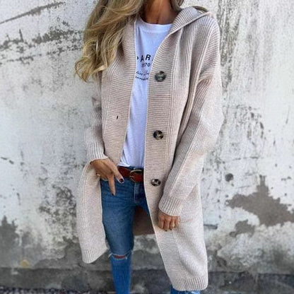 Dames cardigan avec capuche et grands boutons Chic und Stil