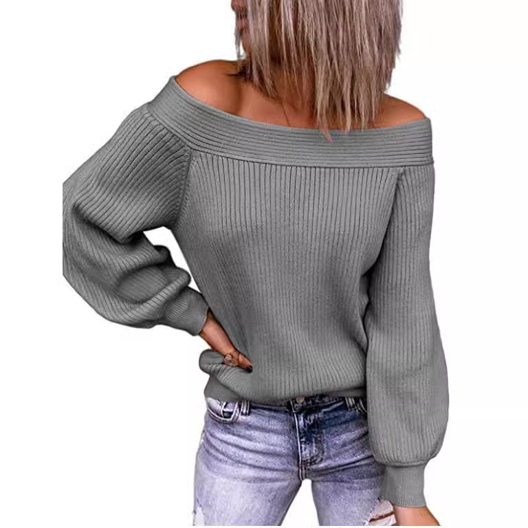 Dames Off-Shoulder Pullover avec des manches volumineuses Chic und Stil