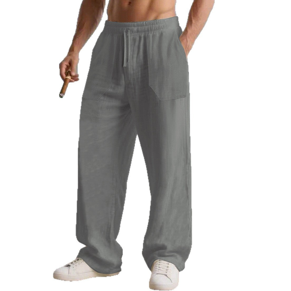 Men's leisure pants with elastic waistband and practical side pockets Chic and Style
