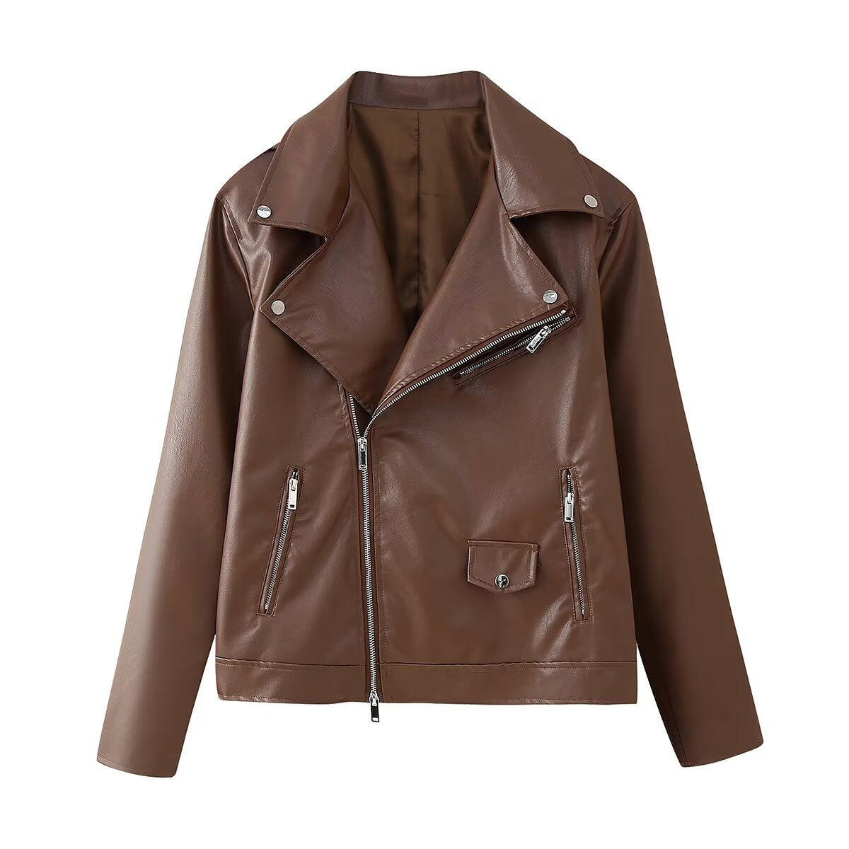 Ladies Chic and Style Faux Leather Biker Jacket