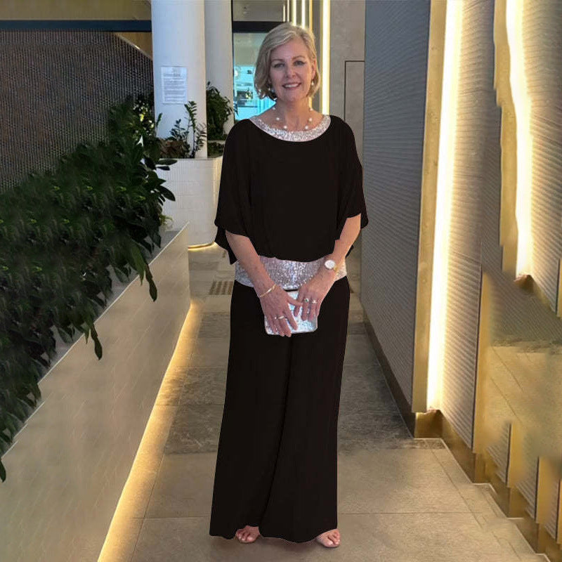 Dames élégant et aérien combinaison avec ceinture scintillante Chic und Stil