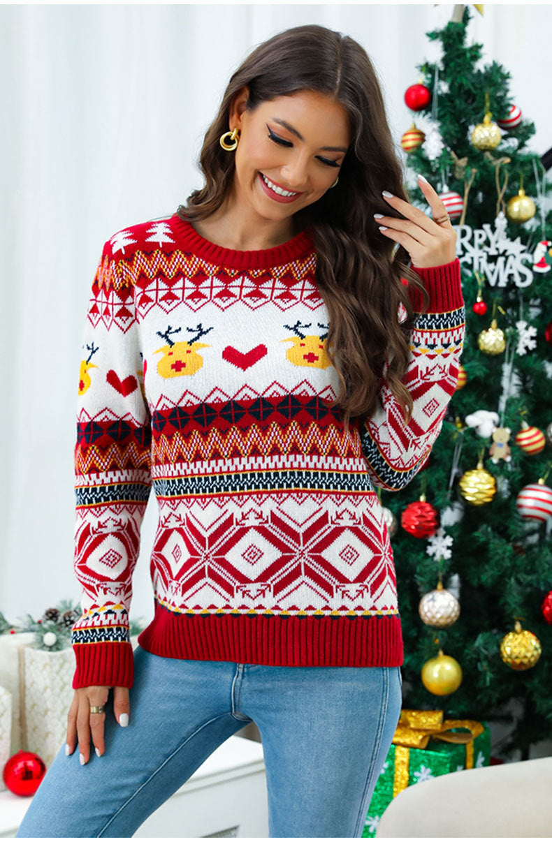 Pull en tricot d'hiver pour femmes avec motif de renne festif Chic und Stil