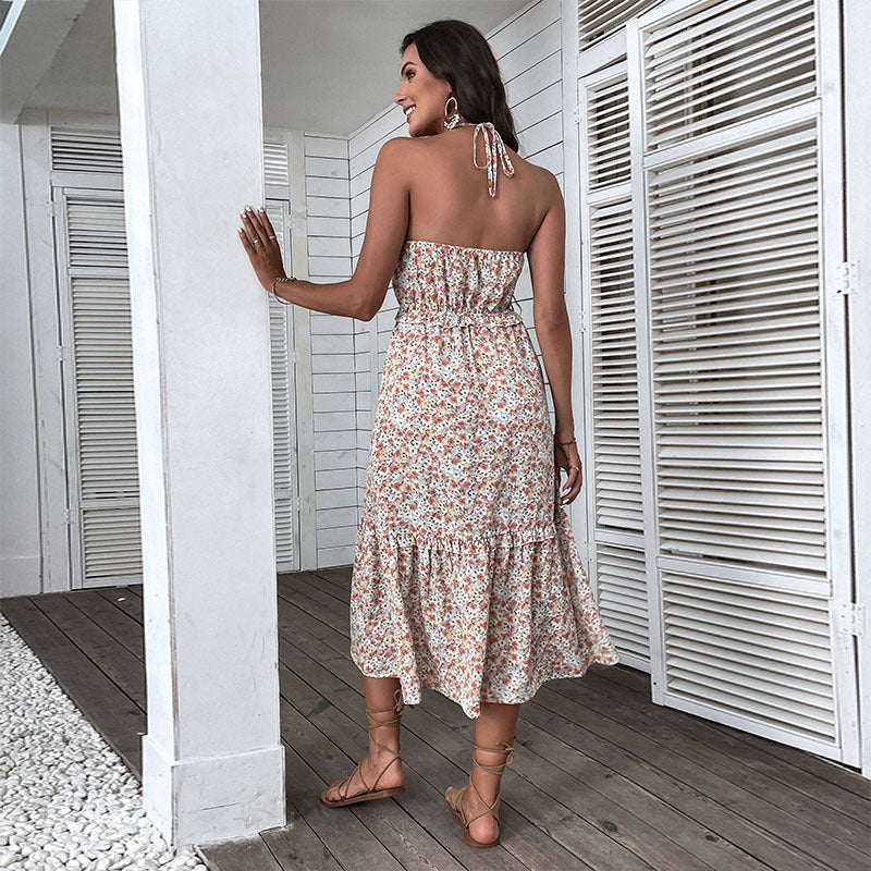 Robe maxi florale pour femmes avec décolleté élégamment noué Chic und Stil