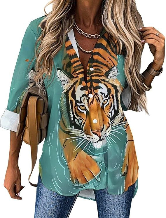 Blouse chemise pour femmes avec motif animal vivant Chic und Stil