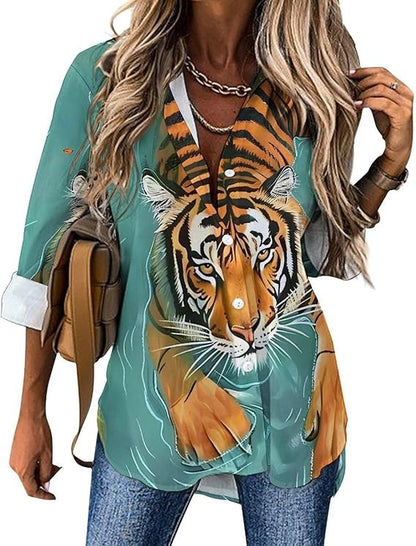 Blouse chemise pour femmes avec motif animal vivant Chic und Stil