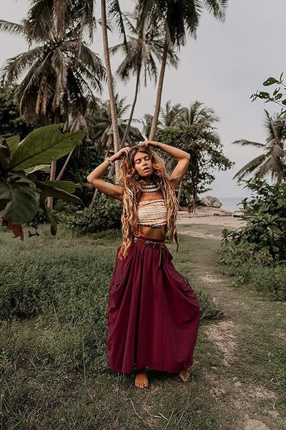 Jupe maxi décontractée pour femmes avec poches latérales pratiques et passants de ceinture Chic und Stil