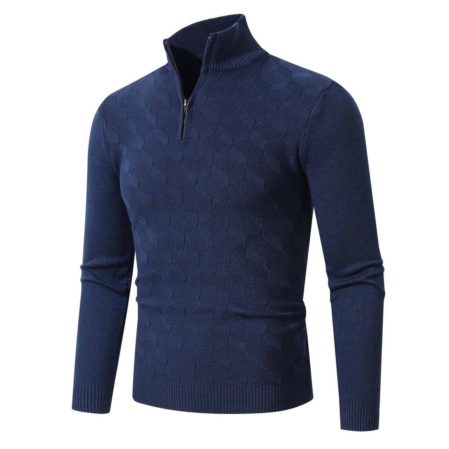 Casual knitted pullover for men with half-zip and textured pattern Chic und Stil