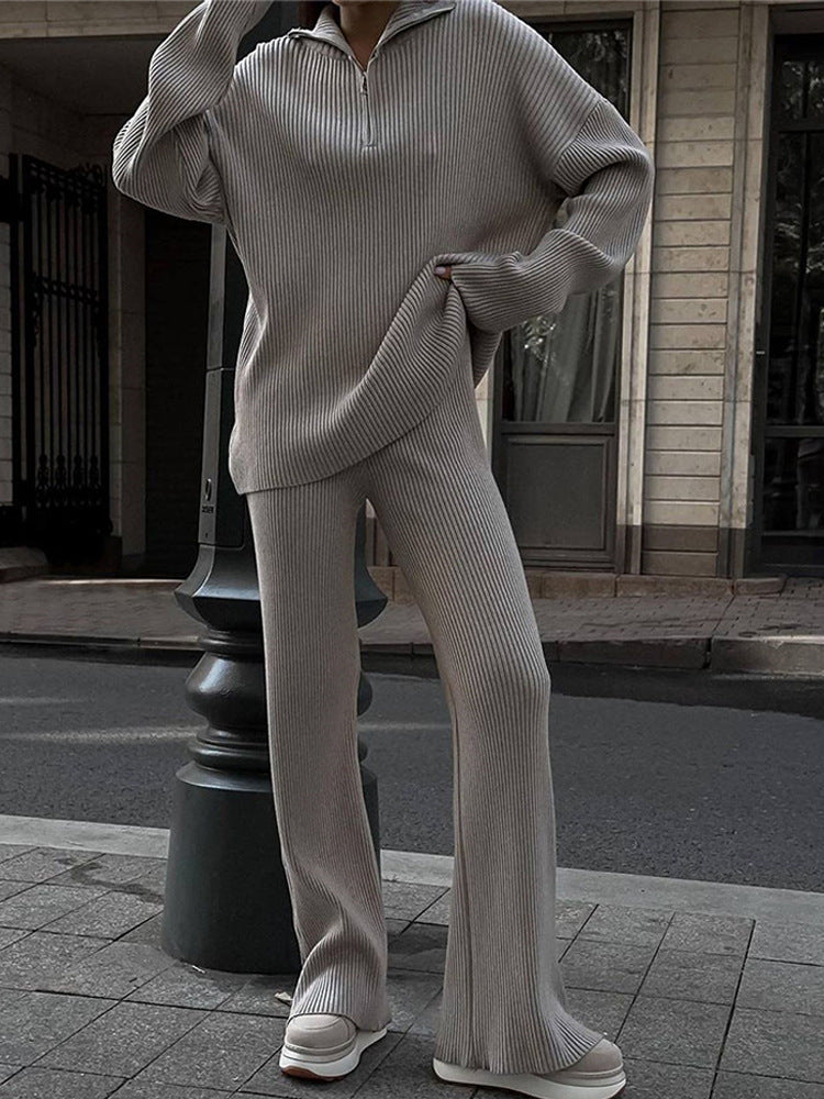 Casual sweater set for women and wide pants Chic und Stil