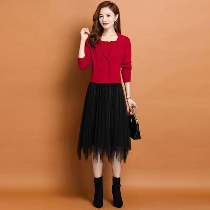 Dames Élégant robe en tulle avec blazer assorti Chic und Stil
