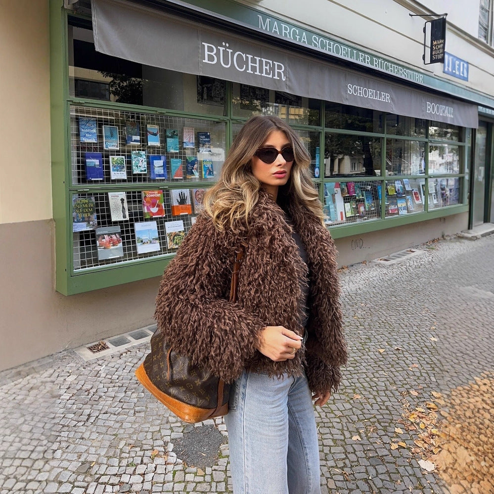 Ladies cozy fleece jacket with elegant collar Chic and Style