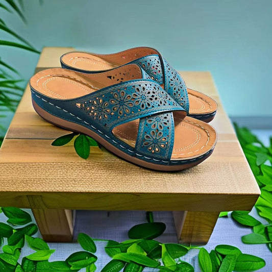 Sandales confort Chic und Stil avec applications florales pour femmes