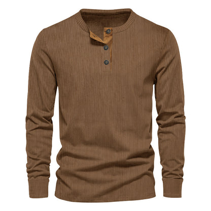 Chemise à manches longues décontractée pour hommes avec patte de boutonnage et structure en rib Chic und Stil
