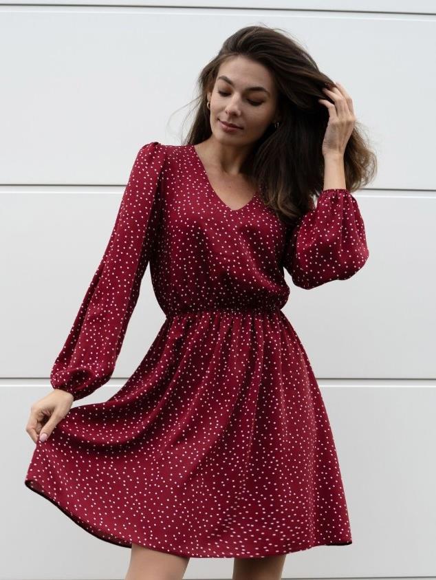 Robe décontractée pour femmes avec décolleté en V et manches bouffantes Chic und Stil