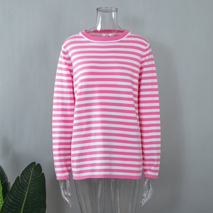 Pull over en tricot décontracté pour femmes avec motif rayé et coupe ample Chic und Stil