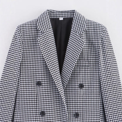 Blazer à carreaux pour femmes avec double boutonnière et tissu structuré Chic und Stil