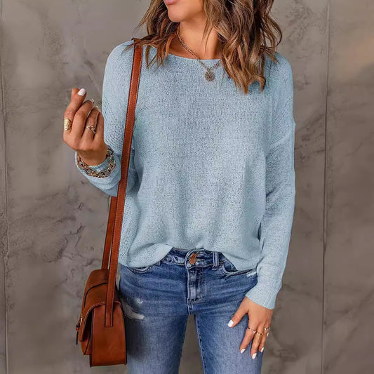 Pull en tricot épais pour femmes avec une coupe large et un décolleté V décoratif Chic und Stil