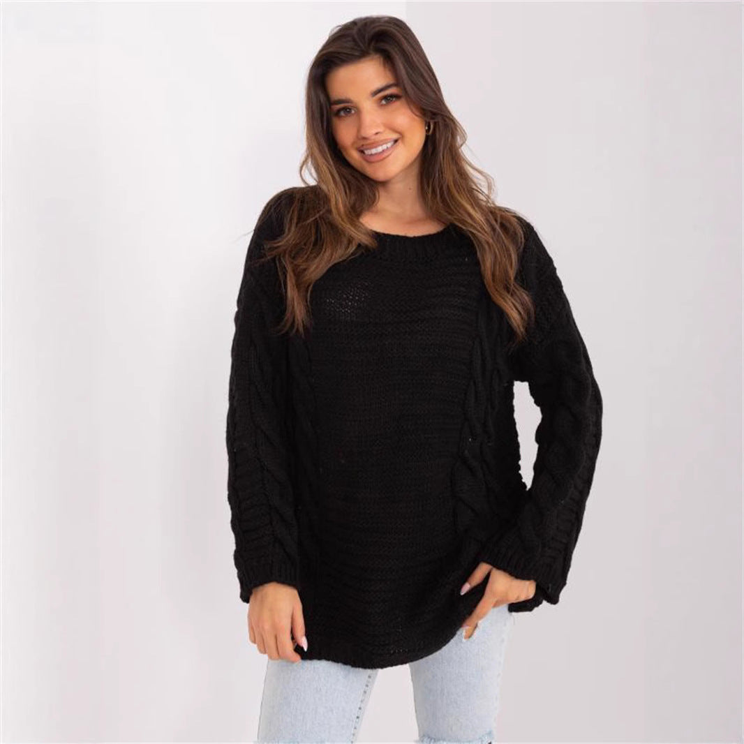 Pull femme en grosse maille avec un motif de torsades moderne et des manches larges Chic und Stil