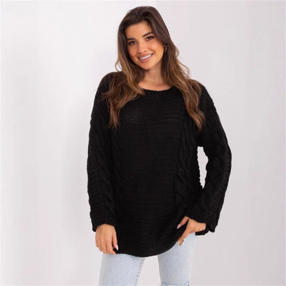 Pull femme en grosse maille avec un motif de torsades moderne et des manches larges Chic und Stil