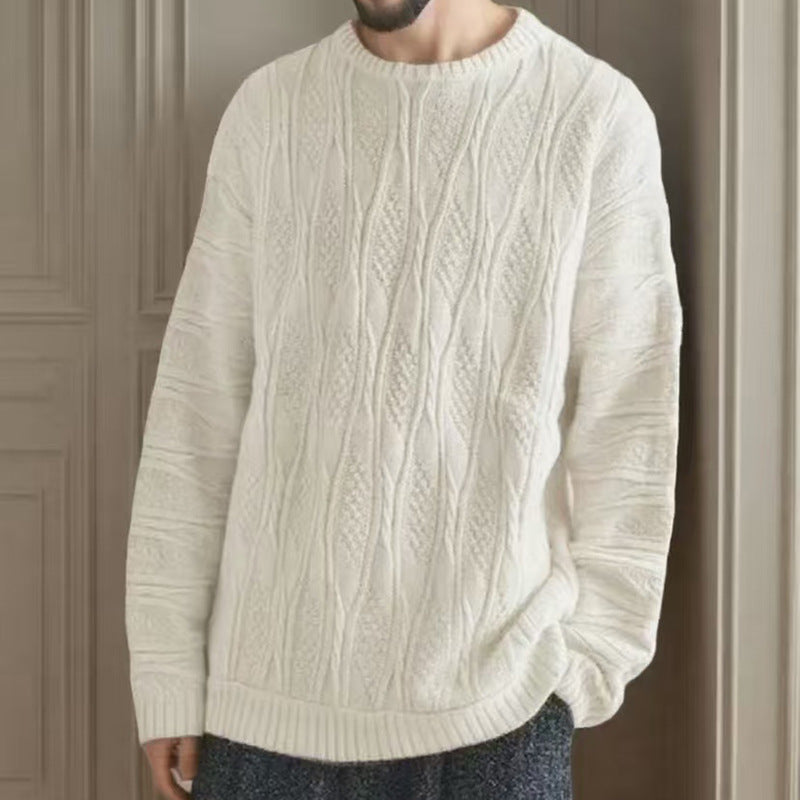 Pull à grosse maille pour femmes avec un motif alvéolé unique et un col haut Chic und Stil