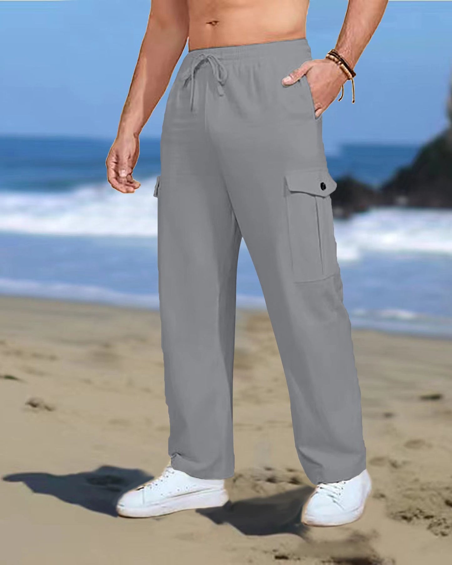 Casual cargo pants for men with elastic waistband and practical side pockets Chic and Style