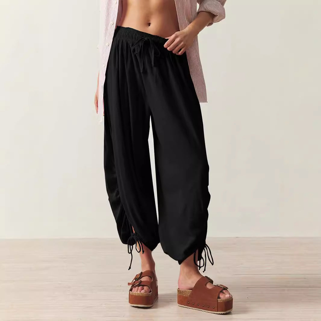 Casual Palazzo pants for women with elastic waist and adjustable ankle bands Chic and Style