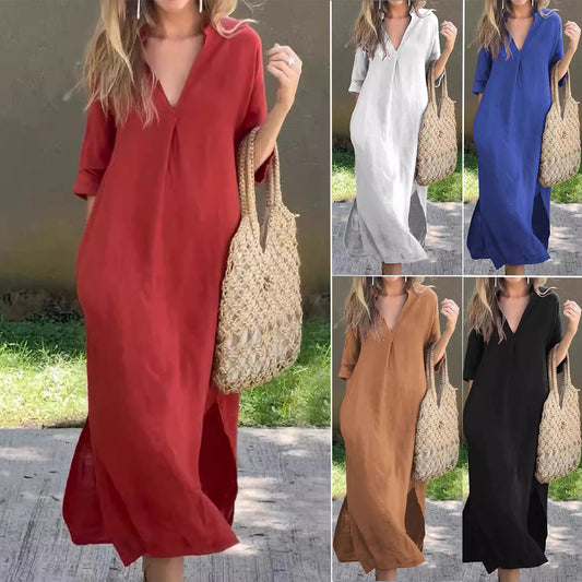 Robe d'été hippie pour femmes avec décolleté en V et manches larges Chic und Stil
