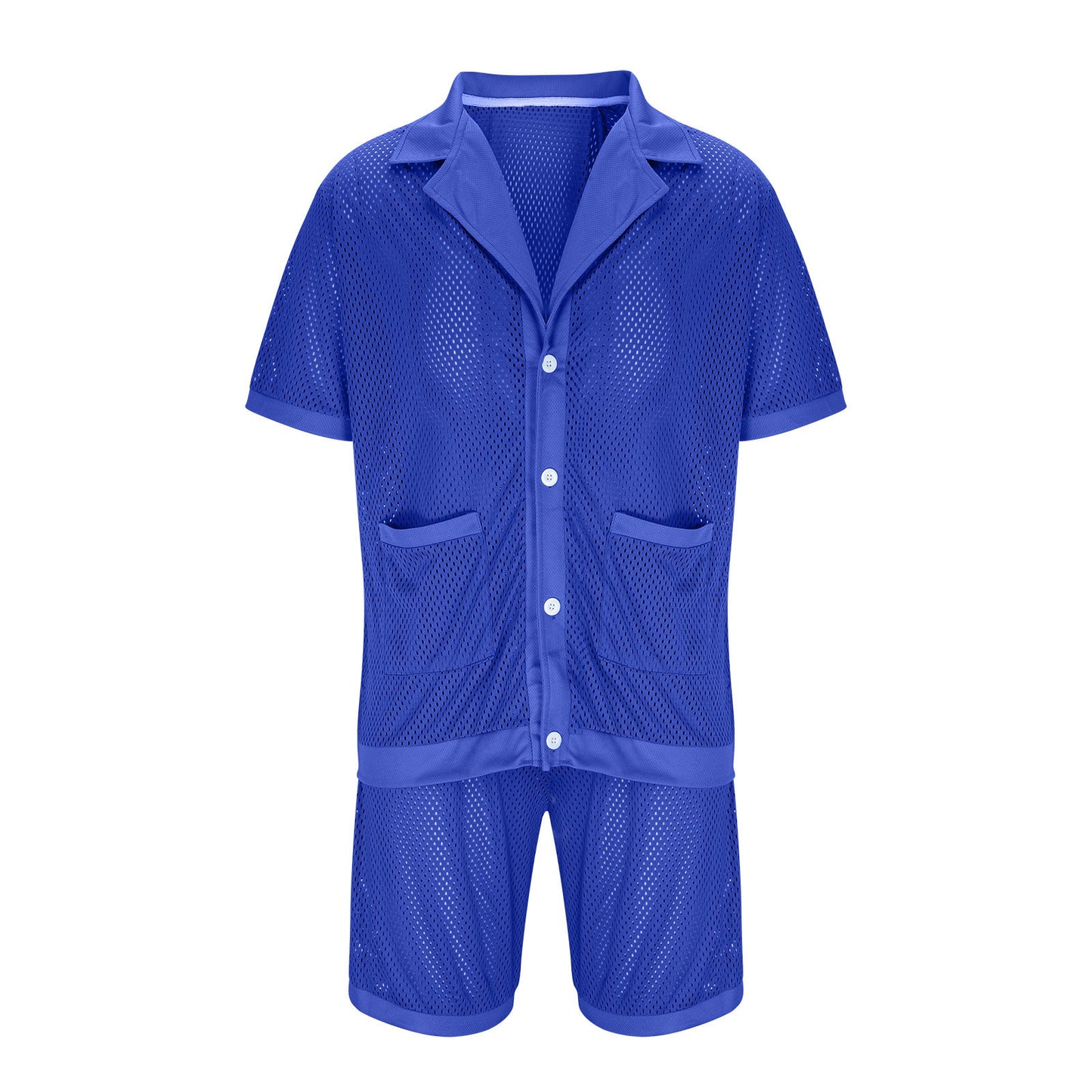Dames Ensemble de pyjama en filet léger avec poches pratiques et patte de boutonnage Chic und Stil