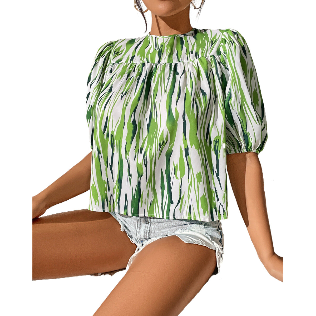 Tunique pour femmes avec manches bouffantes et motif rayé moderne Chic und Stil