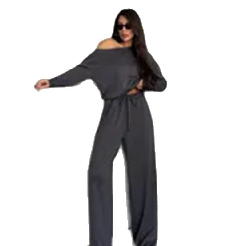 Combinaison décontractée pour femmes avec des jambes larges et un design off-shoulder Chic und Stil