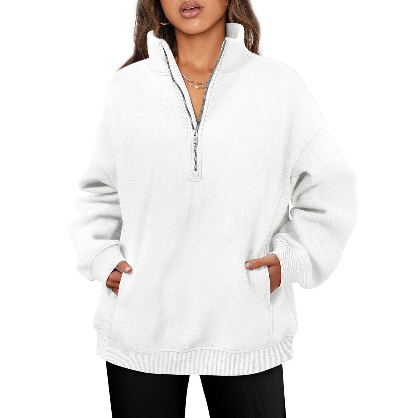 Fleece pullover for women with high collar Chic and Style