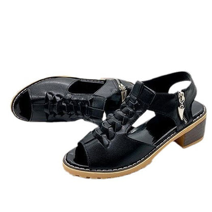 Sandales à lacets tendance pour femmes avec bout ouvert et talon bloc confortable Chic und Stil