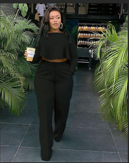Dames ensemble cropped élégant avec jambe de pantalon large Chic und Stil