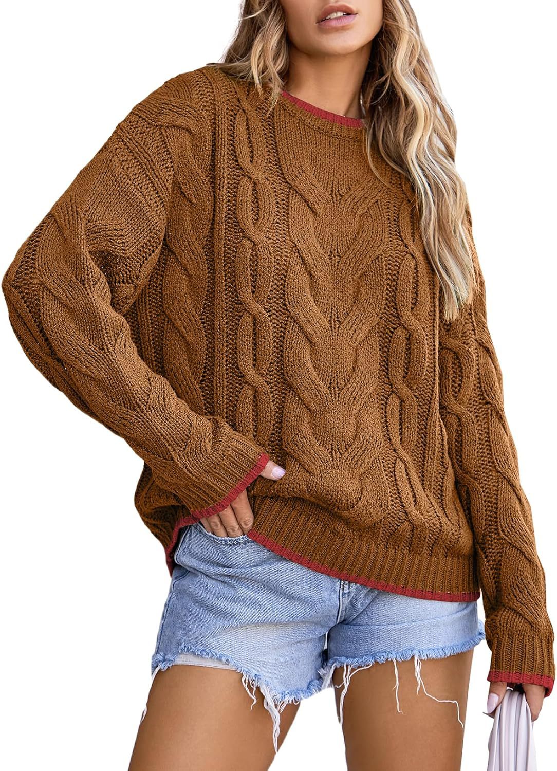 Pull en tricot pour femmes avec un motif de tresse épais Chic und Stil