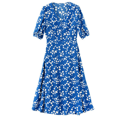 Robe midi portefeuille florale pour femmes Chic und Stil