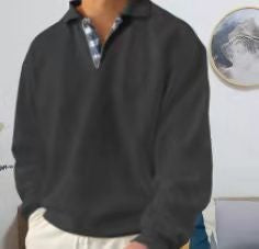 Chemise polo à manches longues pour hommes avec un élégant col en V et de stylieuses détails contrastés Chic und Stil