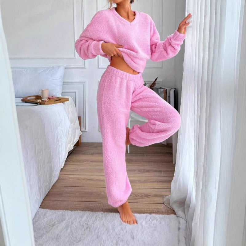Dames Ensemble de lounge en polaire douillet avec taille élastique Chic und Stil