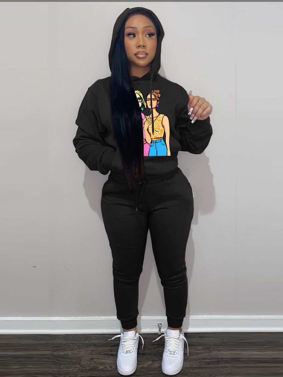 Women's hoodie set with artistic print and comfortable jogging pants Chic und Stil