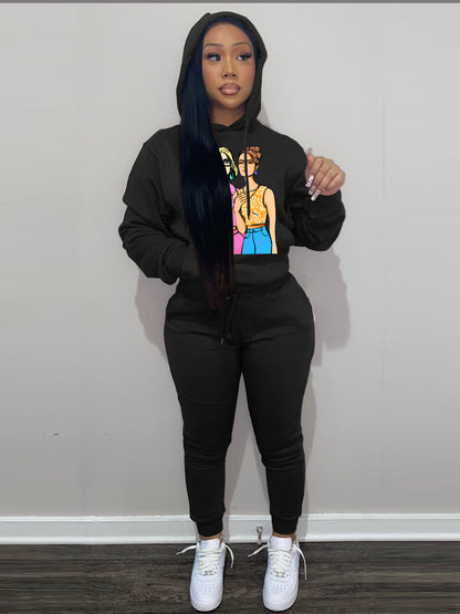 Women's hoodie set with artistic print and comfortable jogging pants Chic und Stil