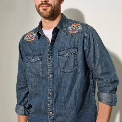 Chemises en jean pour hommes avec un design de broderie attrayant Chic und Stil