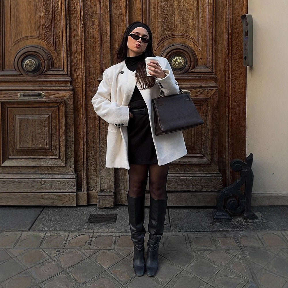 Dames élégante veste en laine surdimensionnée avec détails en boutons Chic und Stil