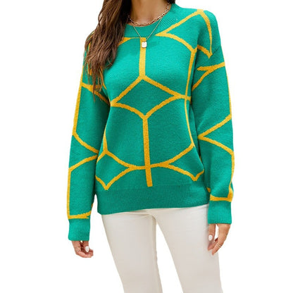 Pull en tricot à motifs pour femmes avec un design graphique moderne Chic und Stil