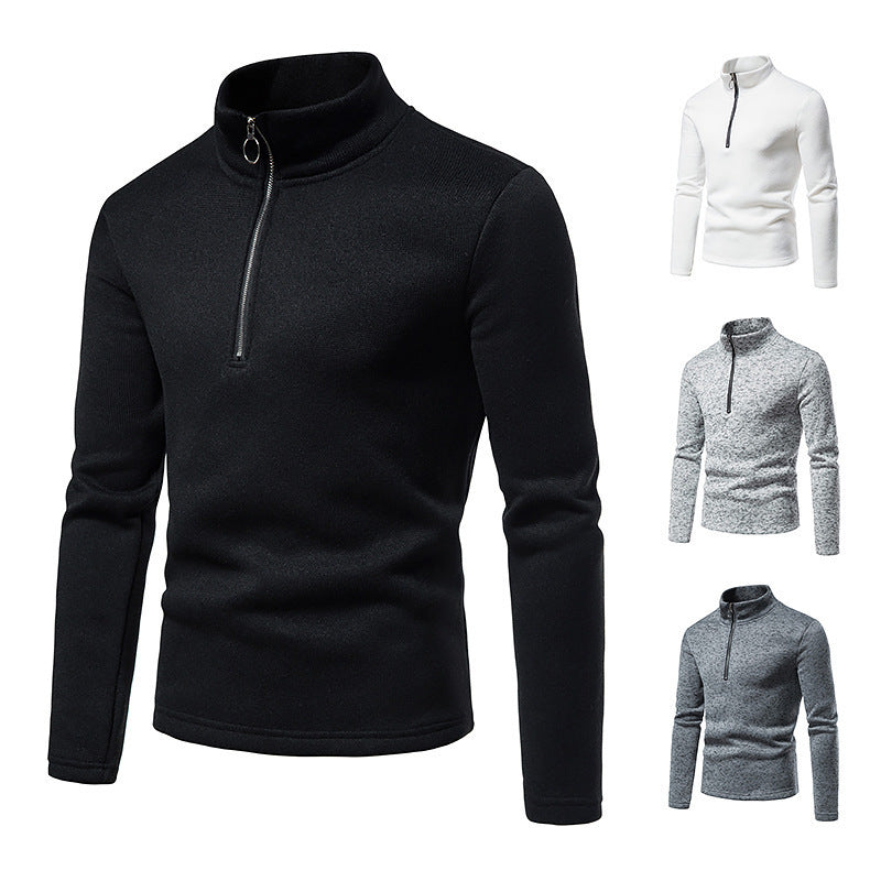 Sporty pull for men with a modern high collar and practical zip details Chic and Style