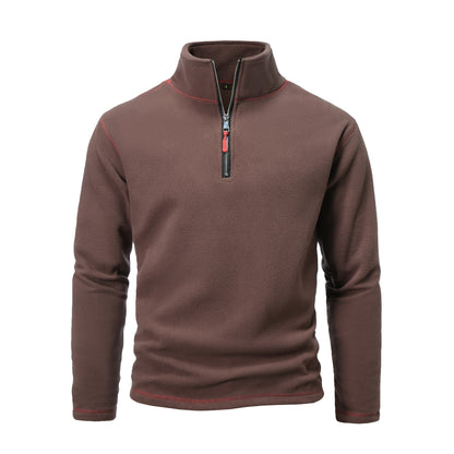 Fleece pullover for men with high collar and half-zip Chic and Style