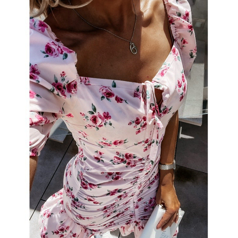 Robe mini à volants imprimé floral pour femmes Chic und Stil