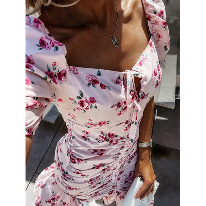 Robe mini à volants imprimé floral pour femmes Chic und Stil