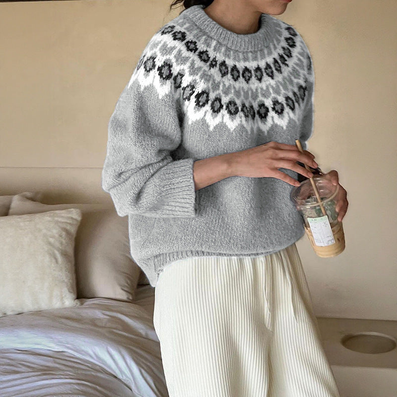 Pull en tricot pour femmes avec motif scandinave et coupe généreuse Chic und Stil