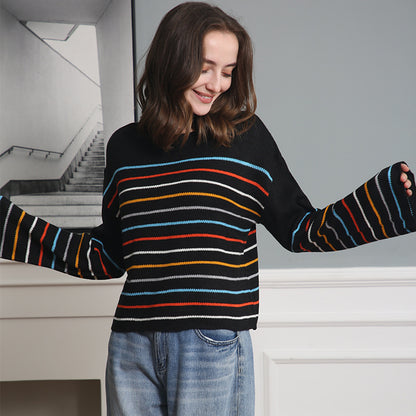 Femmes Pull rayé oversized en matériau doux avec coupe large Chic und Stil