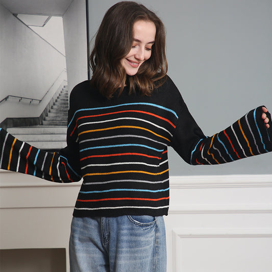 Femmes Pull rayé oversized en matériau doux avec coupe large Chic und Stil
