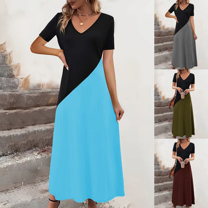 Robe Maxi Colour-Block Femme Chic und Stil
