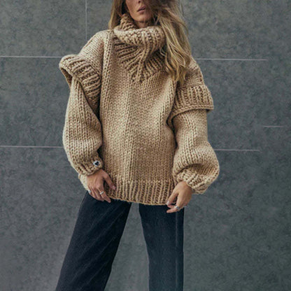 Pull en tricot ample pour femmes avec des manches volumineuses et un col montant Chic und Stil